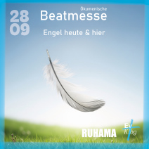 Flyer zur Beatmesse, eine schwebende Feder zeigend